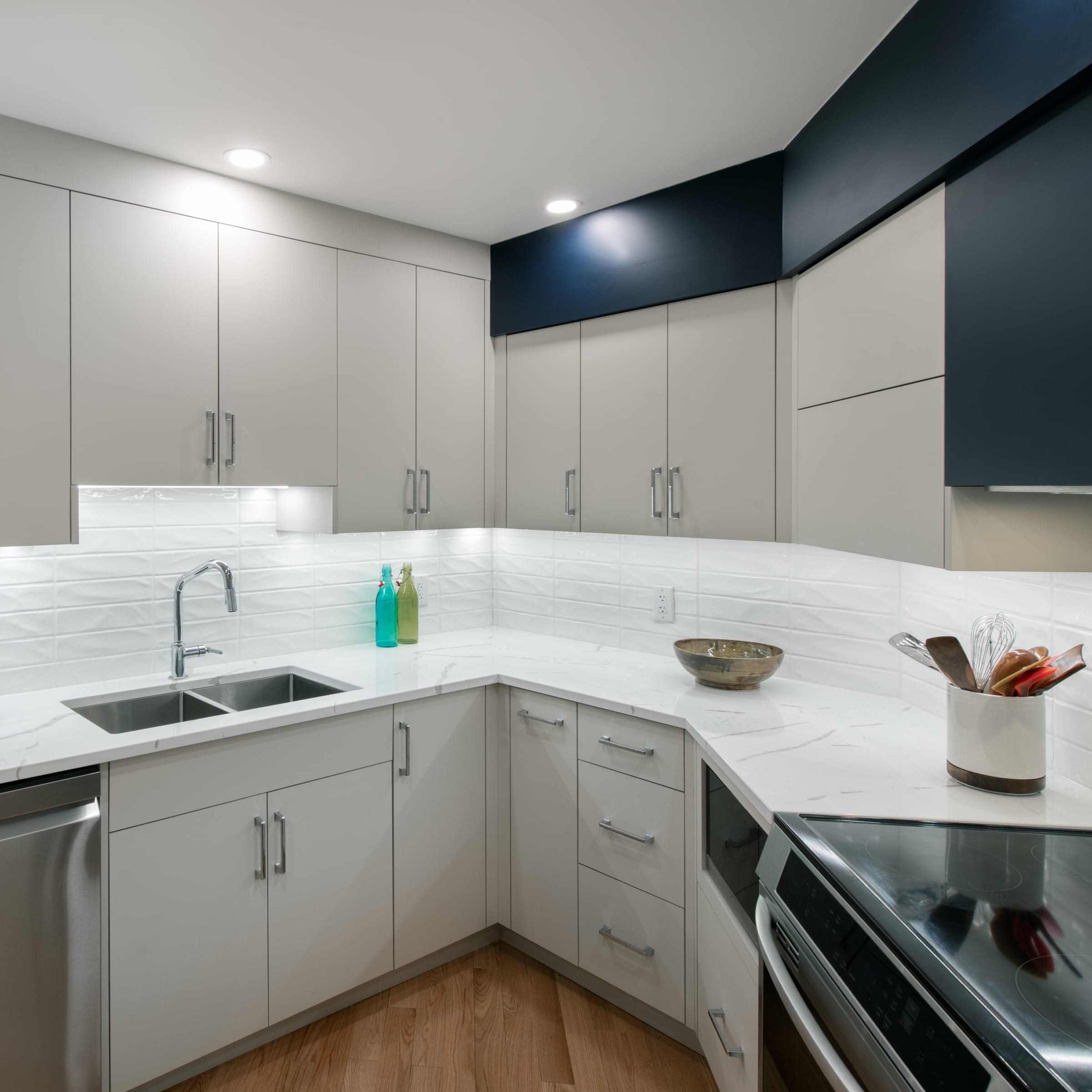 North River corner cabinetry and sink